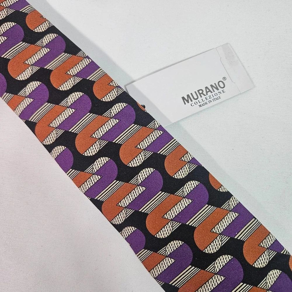 New Murano 100%‎ Silk Made in Italy Tie Men Geometric Print 3